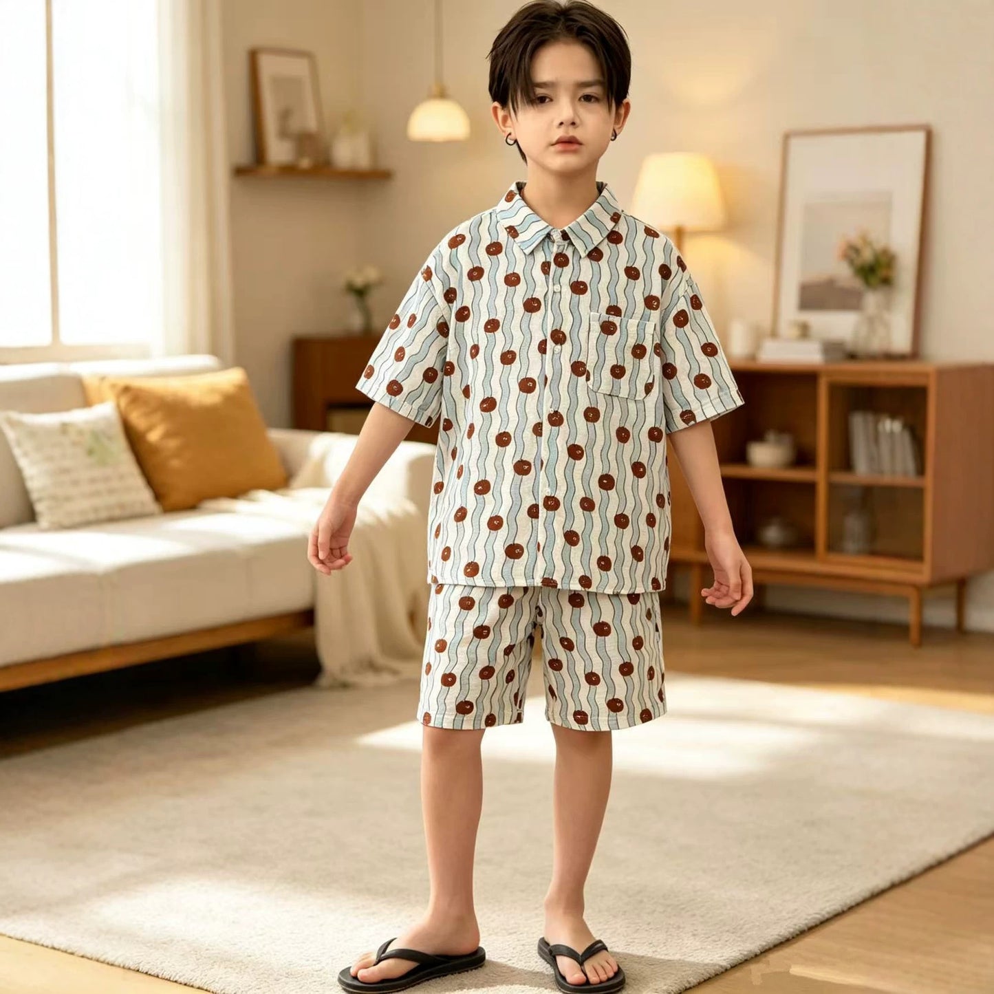 Boys' summer pure cotton short sleeved set