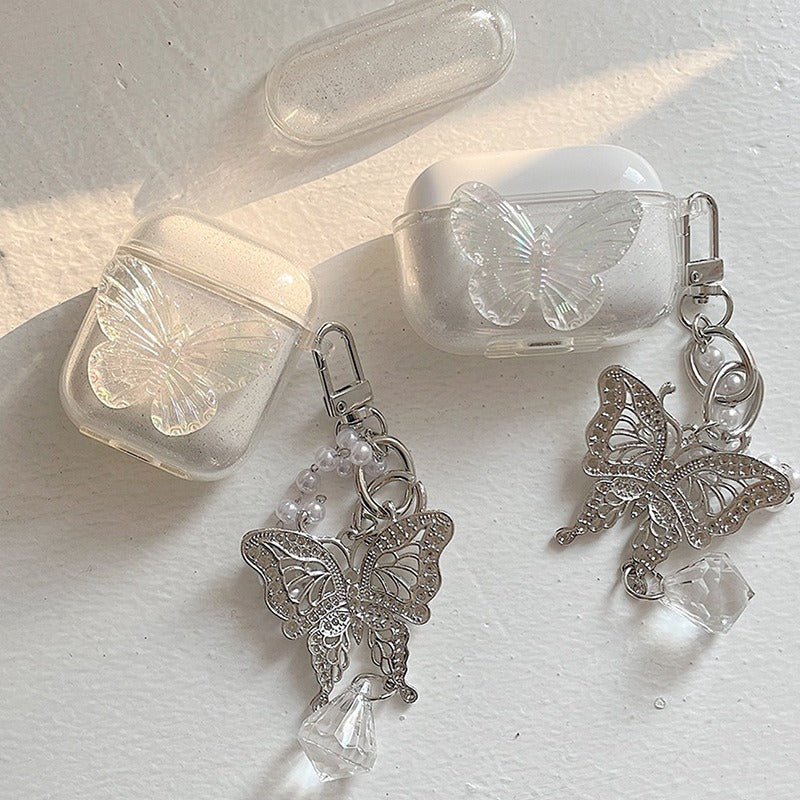 Étui pour écouteurs Creative Flash Rose Stéréo Papillon Chaîne, compatible avec AirPods Génération 1/2 Anti Chute Pro2 Génération 3