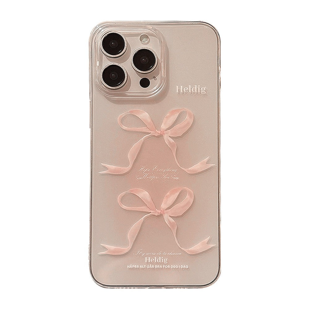 Coque iPhone 15 Pomme Rose Nœud Mignon Transparente en Silicone pour iPhone 14 13 Pro Max