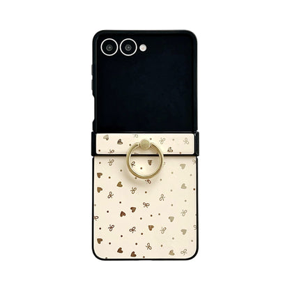 Compatible with Samsung Z Flip7 Glitter Star Ring Holder Metal Clip for Z Flip5/4 Phone Case Z Flip6 Leather Texture