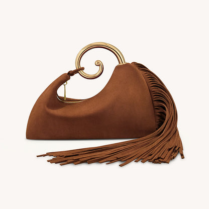 Copy of Vintage Winter Women's Bag - Fashionable Synthetic Suede Purse with Leather Tassels, Elegant Outdoor Travel Bag