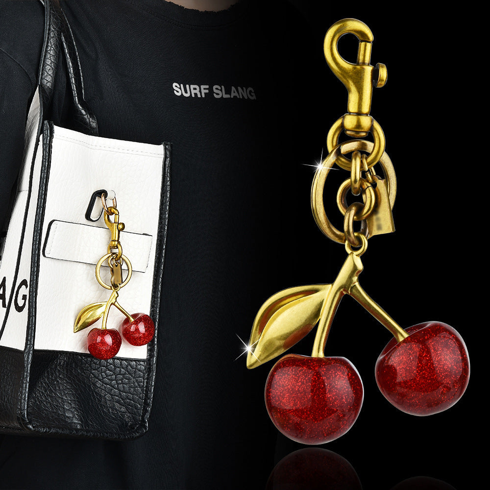 Accessoire de sac pendentif porte-clés cerise breloque exquise