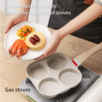 Machine à burger aux œufs sur le plat, Poêle antiadhésive, Casserole ménagère à quatre trous pour le petit-déjeuner, Outil divin pour les œufs sur le plat, Poêle à crêpes