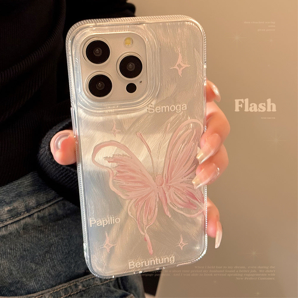 Fille Plume Argentée Papillon Convient pour Coque de Téléphone Apple 15Promax iPhone 13 Anti Chute 12 Rigide 14 Fée