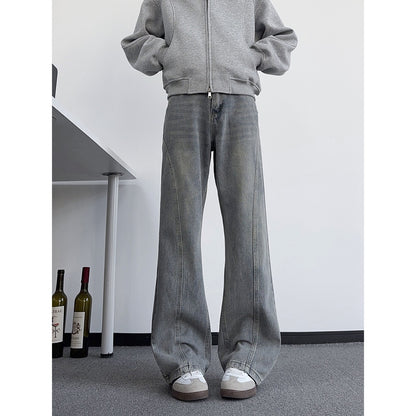 Jeans Men's Trendy Cool Vibe Pants Slim Straight Leg Slightly Flared Trousers