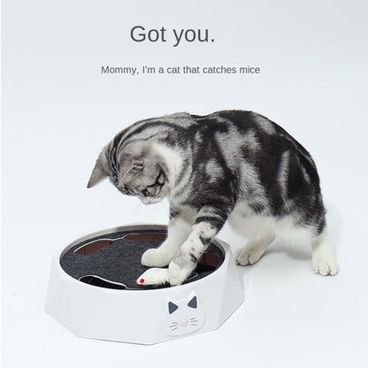 Jouet pour chat électrique en peluche, souris, toupie pour chat, jouet interactif automatique et réglable à deux vitesses de type « tape-taupe »