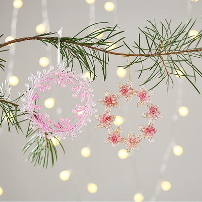 New Christmas Decoration Glitter Acrylic Pendant Transparent Powder Snowflake Charm for Christmas Tree Decoration