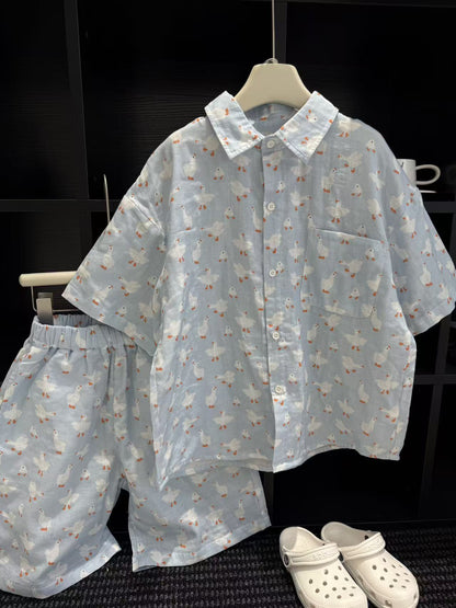 Boys' summer pure cotton short sleeved set