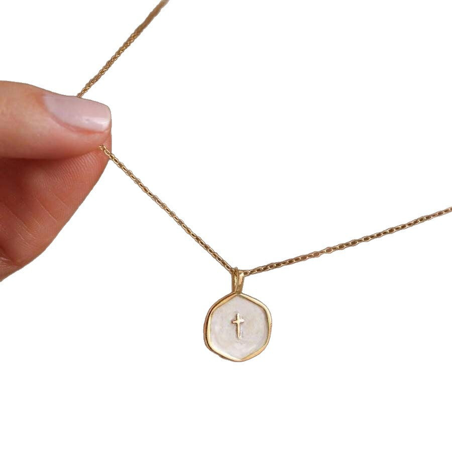 Collier Croix Goutte d'Huile Croix pour Femmes