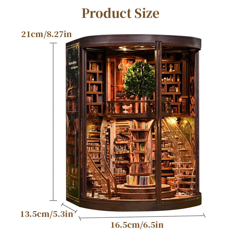 DIY Wooden Book Nook Kit - Miniature Bookend with Wisdom Rings, Home Decor Craft & Birthday Gift Idea