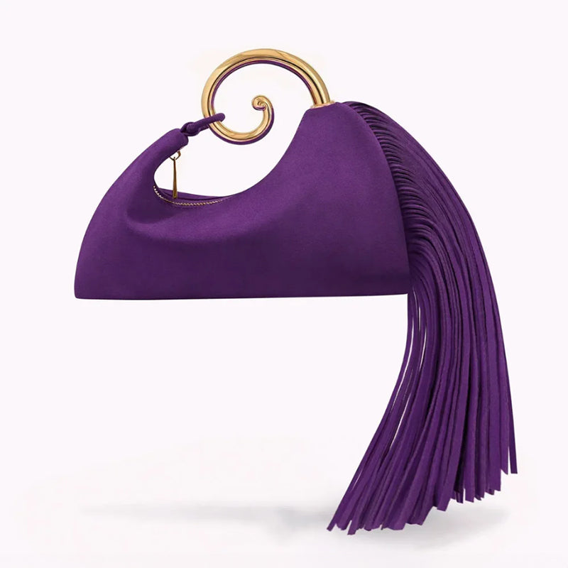 Copy of Vintage Winter Women's Bag - Fashionable Synthetic Suede Purse with Leather Tassels, Elegant Outdoor Travel Bag