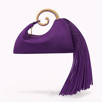 Copy of Vintage Winter Women's Bag - Fashionable Synthetic Suede Purse with Leather Tassels, Elegant Outdoor Travel Bag