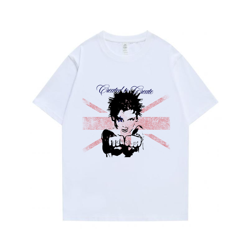 Anime solid color short sleeved t-shirt