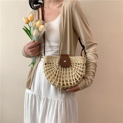Straw woven bag women's beach bag crossbody shoulder bag armpit saddle bag