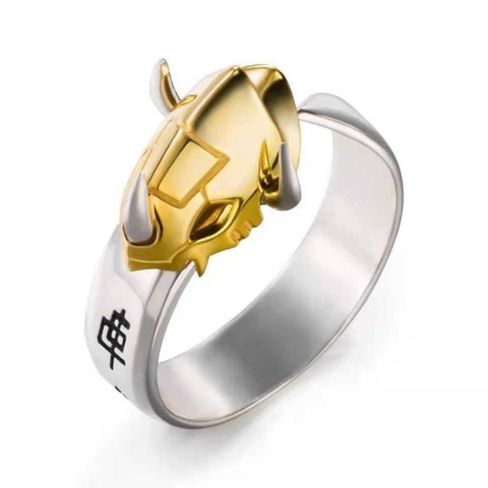 Bague Digimon classique, épée Tyrannomon, Metal Garurumon, Anime, Bagues de couple en argent thaïlandais pour hommes et femmes