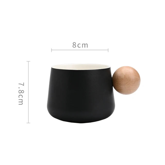 Ensemble tasse et soucoupe à café en céramique Tasses à expresso Poignée en bois de luxe léger Tasse à thé l'après-midi Tasses originales pour femmes Cadeaux de couple