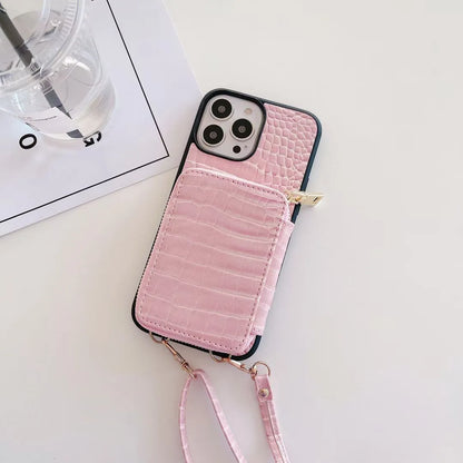 Luxury Leather Wallet Crossbody Lanyard Soft Phone Case Back Hard Cover