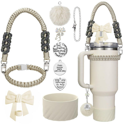 Stanley accessories suitable for 40oz braided hand-held rope bow straw cap cup cover wool ball pendant