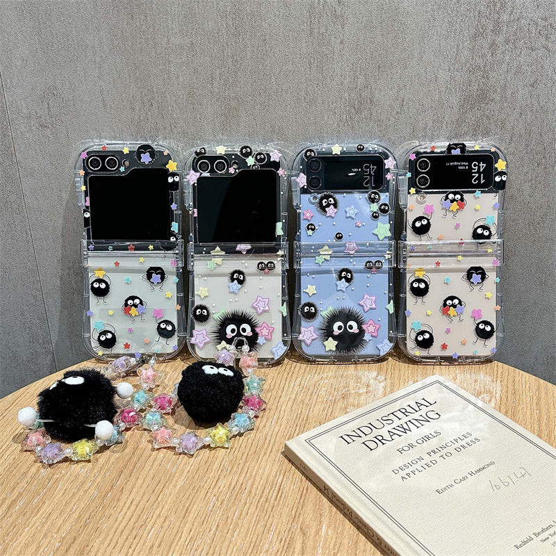 Jolie coque de téléphone pliable taille fine avec boule de charbon pour Samsung Galaxy Z Flip 4/5/6/7