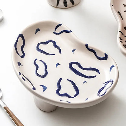 Creative Ink Splashing Fruit Plate Ceramic Plate Couple Afternoon Tea Dessert Cake Plate Coffee Cup Retro Home Kitchen Tableware