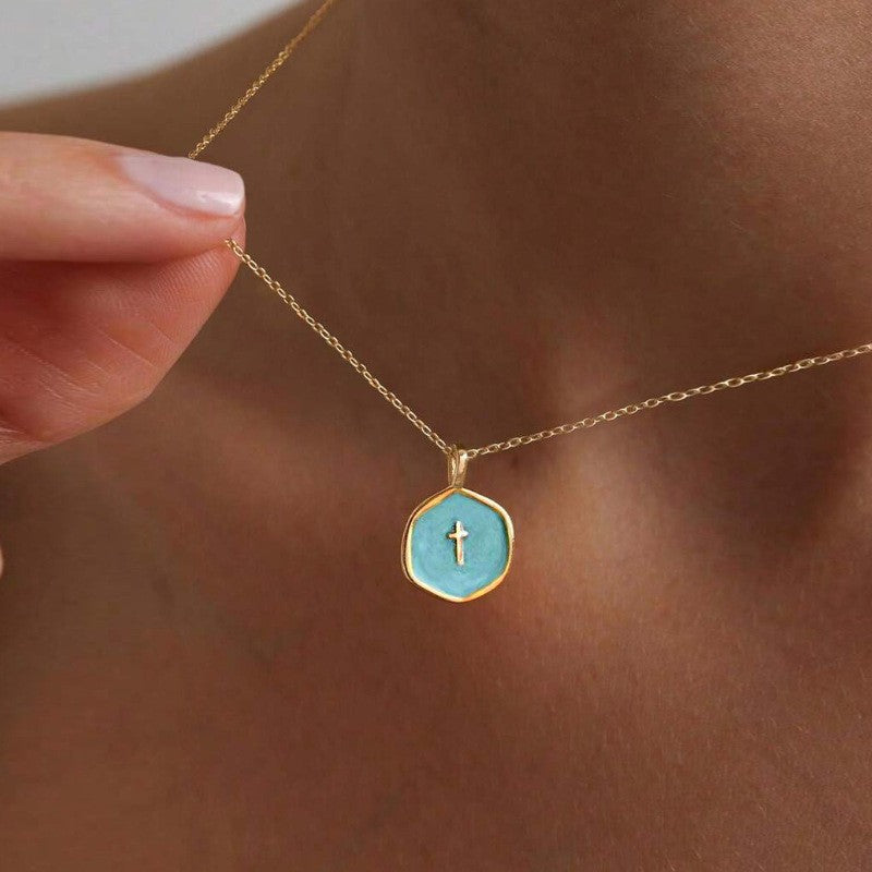 Collier Croix Goutte d'Huile Croix pour Femmes