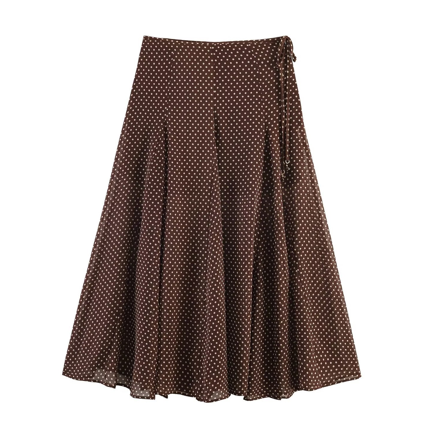 Commuting style versatile polka dot MIDI skirt