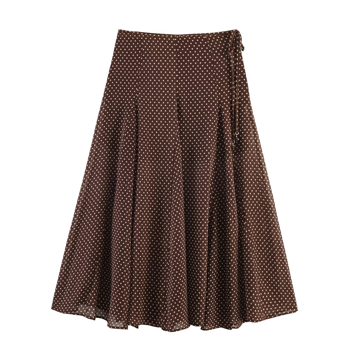 Commuting style versatile polka dot MIDI skirt