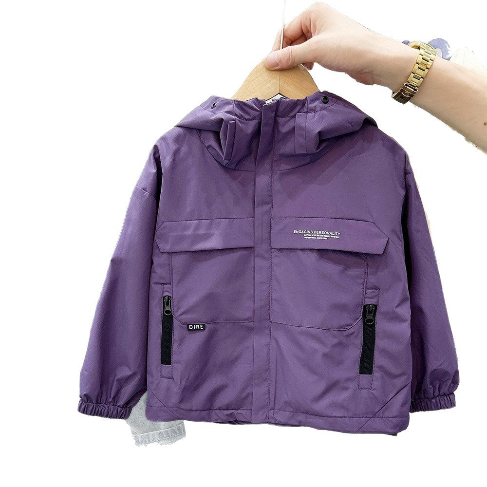 Boy's Hooded Jacket  Stylish Casual Windbreaker Kids Jacket Trendy