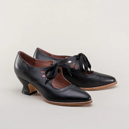 Hollow-out high-heeled lace-up large-size women's casual shoes
