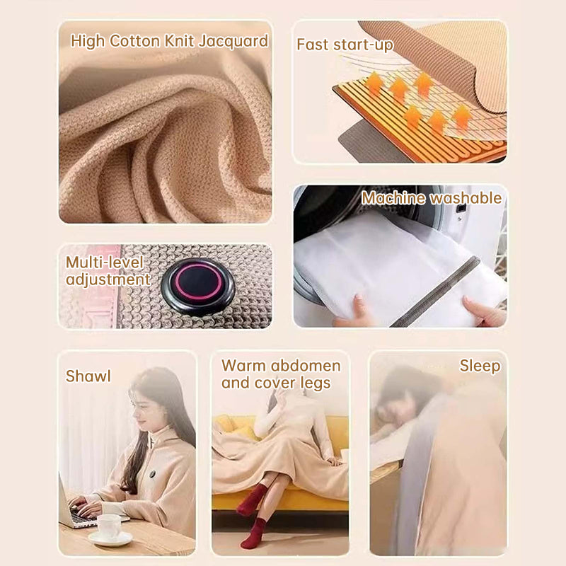 Copy of Portable USB electric blanket with 3 heat settings, machine washable design. Ideal for home, office, or travel use.