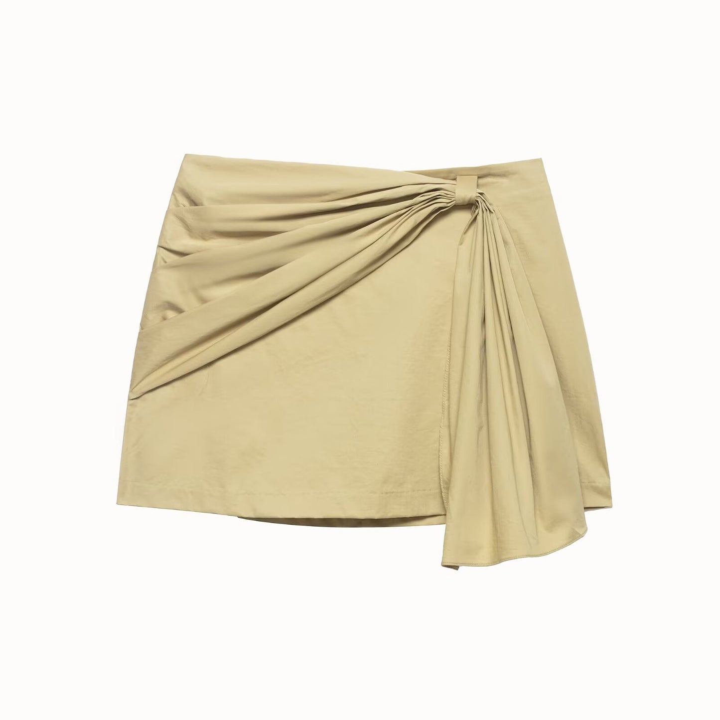 French lace up design twill A-line skirt