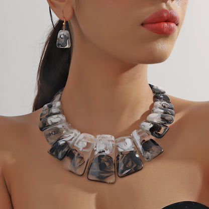 Three piece set with collarbone chain necklace and earrings for women
