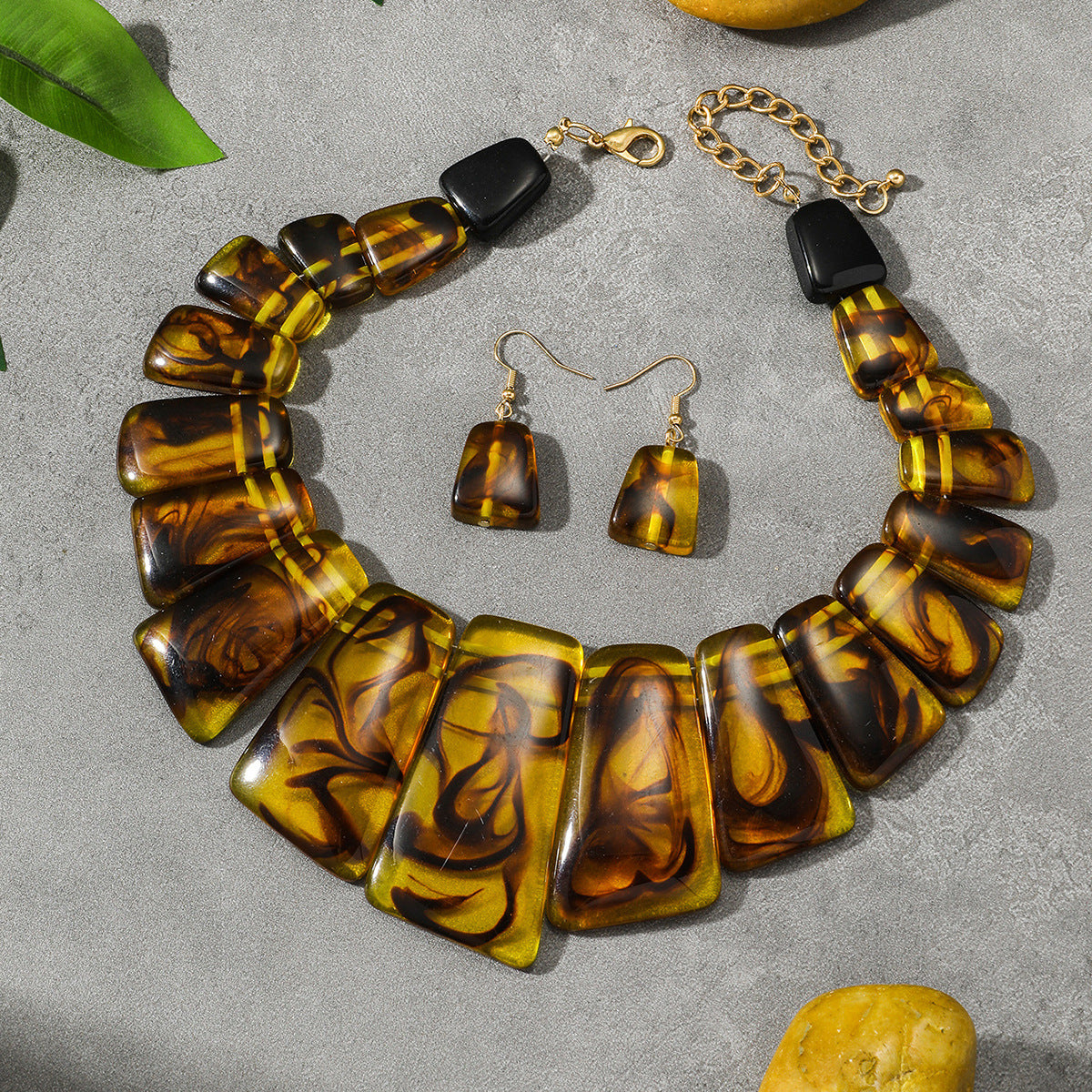 Three piece set with collarbone chain necklace and earrings for women